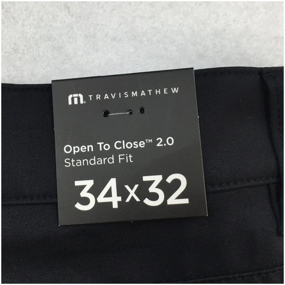 NEW! Travis Mathew Mens Open To Close 2.0 Standard Fit Black Golf Pants 34x32